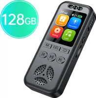 cyfrowy dyktafon 128 GB, odtwarzacz MP3, synchronizacja czasu, aktywacja głosem, odtwarzanie z redukcją szumów, kolorowy ekran 1,44 cala