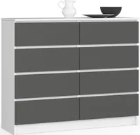 Skříň AKORD K120 bílá 120 cm 8 zásuvek barva Grafitově šedá matná 120x40x99 cm