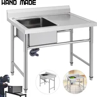 VEVOR Gastro dřez Nerezový dřez Dřezová skříňka 1 mísa levá 100x60cm
