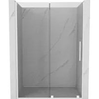 Mexen Velar posúvacie sprchové dvere 130 cm, Priehľadné, Biele - 871-130-000-01-20