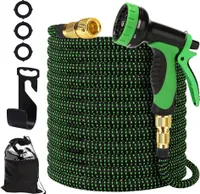 Flexibler Gartenschlauch mit 10 Funktionen Sprühdüse mit Schlauchhaken Aufbewahrungstasche mit 1/2 Zoll & 3/4 Zoll Anschluss