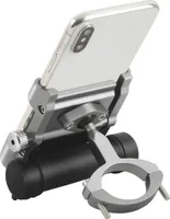 Fahrrad Handy- / Smartphone-Halterung aus Aluminium mit integrierter Powerbank 2000mAH Silber