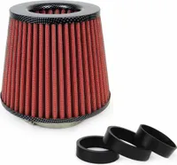 Filtr powietrza stożkowy uniwersalny czerwony/carbon + 3 adaptery AMIO-01713