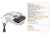 Kontroler ładowania słonecznego, technologia MPPT, wyświetlacz LCD, wyświetlacz LCD 20A