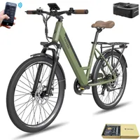 E-Bike MTB, Pannensichere Reifen 26 Zoll, Rostfreie Aluminiumlegierung Wasserdicht IP54, Bis zu 90 - 110 km mit 7 Gang und App, Grün