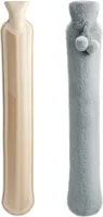 Lange Wärmflasche mit weichem Bezug 2 Liter, Schlauch-Wärmflasche für Hals und Schulter, 73 x 13 cm , Hals-Wärmflasche