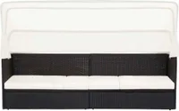 vidaXL Gartensofa mit Sonnendach Schwarz Poly Rattan
