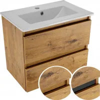 Paplinskimoebel Bad-Hängeschrank, Badezimmerschrank mit Waschbecken 60 x 51,5 x 39 cm, Kleiner Waschbeckenschrank, Gästebadschrank mit Schubladen
