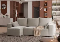 4ALLHOME Ecksofa mit Schlaffunktion TOBI, Couch, Sofa mit Bettkasten, Eckcouch, L-Form Velo 623 Cappuccino