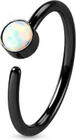 viva-adorno 0,8mm Nasenring Nasenpiercing Piercing Hoop Ring Opal Tragus Helix Cartilage Rook Ohrpiercing Z520,schwarz / weiß