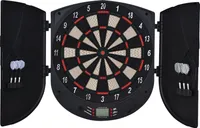 HOMCOM Elektronische Dartscheibe mit Tür Soundeffekte Dartboard Darts Schwarz 26 Spiele und 185 Trefferoptionen für 8 Spieler 50 x 44 x 4,4 cm