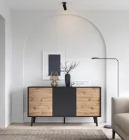 Bettso komoda príborník skrinka 3 dvierka WILLOW 154 cm čierna s dubom