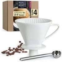Moritz & Moritz Barista Permanent Kaffeefilter für Kaffeekannen - Handfilter Kaffee für 2-4 Tassen - Porzellan Kaffeefilter