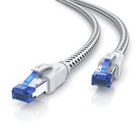 Primewire Patchkabel CAT 8 mit Baumwollummantelung - Gigabit Ethernet LAN Kabel - 40 Gbit/s - S/FTP PIMF Schirmung - Netzwerkkabel - 5m