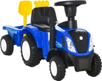 HOMCOM Kinder Rutschauto NEW HOLLAND Rutscherfahrzeug Kinderauto Kinderfahrzeug klassische Auto Laufhilfe mit Hupe Kunststoff Metall Blau 91 x 29 x 44 cm