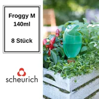 Scheurich Wasserspender Froggy M | 8x Grün | 140 ml Füllmenge | Bewässerungskugel klein mit Ton Fuß | Wasserspender Pflanzen und Blumen Terrakotta Stiel