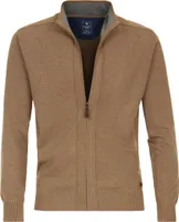 REDMOND Casual Herren Strickjacke Stehkragen Zipper Regular-Fit Camel 4XL
