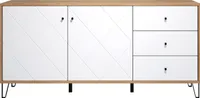 trendteam Wohnen Sideboard Touch Artisan Eiche Melamin/Weiß Matt Tiefzieh 183 x 76 x 40 cm