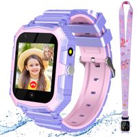 (Lila) T32 4G Smartwatch für Kinder, Telefonuhr mit Kamera, Anrufannahme, Schrittzähler, SOS, GPS-Smartwatch