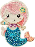 Meerjungfrau Pailletten - Aufnäher, Bügelbild, Aufbügler, Applikationen, Patches, Flicken, Zum Aufbügeln, Größe: 4,8 x 6,9 cm