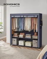 SONGMICS Stoffschrank, Kleiderschrank, 45 x 170 x 167 cm, 4 Hängefächer, mit Ablagen, 4 Seitentaschen, viel Platz, für Schlafzimmer, Wohnzimmer