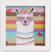 Zestaw Diamond Painting Kids, 5D DIY Cartoon Diamond Painting Pictures, płótno 15x15cm z ramką 18x18cm odpowiednią dla dzieci i dorosłych, Alpaca