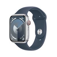 Apple Watch Series 9 Aluminium Silber Silber 45 mm ML 150-200 mm Umfang Sturmblau GPS + Cellular