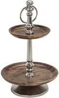 Etagere aus Holz und Metall rund, 2-stufig