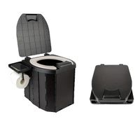 Tragbare Toilette, faltbares Design, geruchshemmende Aufbewahrungsbox, Schwarz