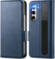 Pouzdro na mobilní telefon pro Samsung Galaxy Z Fold 5 kryt, flipové pouzdro, držák stylusu a pera, ochranný kryt, modré