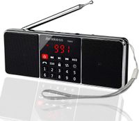 Retekess TR602 Radio Bluetooth, Am FM Tragbares Radio, Notfallradio mit 1000 mAh Akku, mit Dual Woofer, TF/USB/AUX/MP3-Player, für Garten Camping(Schwarz)