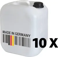 plasteo® 10 x 10 Liter Trinkwasserkanister Kunststoffkanister Getränkekanister Universalkanister Lebensmittelecht BPA-Frei Indoor Outdoor