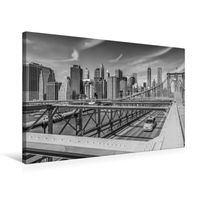 Premium Textil-Leinwand 75 cm x 50 cm quer BROOKLYN BRIDGE Blick auf Manhattan