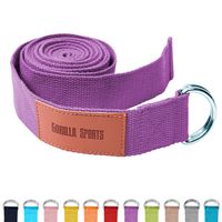 GORILLA SPORTS® Yogagurt - 100 % Baumwolle, mit Verschluss aus Metall, einstellbarer D-Ring Schnalle, Lila - Yoga Band, Stretch Band, Yoga-Gürtel, Pilates Yoga Strap, Hilfsmittel für Dehnung