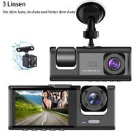 Hochwertige 2-Zoll Auto Dashcam mit drei Kameras für umfassende 1080P HD Fahrzeugüberwachung