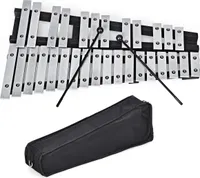 30 Noten Glockenspiel Xylophon Faltbar, Percussion-Musikinstrument mit Holzrahmen und Aluminium Tasten, Glockenspiel-Instrument mit Schlaegel Tragetasche, für Kinder und Erwachsene
