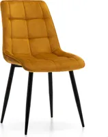 NEW HOME Stuhl CHIC gespolsterter Esszimmerstuhl mit Steppung - curry senf - moderne Samt Velours Möbel