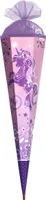 ROTH Schultüte groß Purple Unicorn 85 cm eckig Rot(h)-Spitze Tüllverschluss Zuckertüte Schulanfang