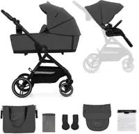 Kinderkraft YOXI 2-in-1 Kinderwagen bis 27 kg - Babywanne & Sportaufsatz - leicht - pannensichere Räder - TRAVEL SYSTEM - Grau