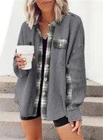 ASKSA Damen Waffelstrick Bluse Spleissen Hemdjacke Button Down Lose Oversize Freizeithemd Strickjacke, Grau, 2XL