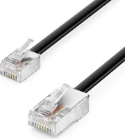 deleyCON 50m Telefonkabel RJ11 auf RJ45 Modularkabel 99% Kupfer AWG 28 Flachkabel RJ11 Stecker zu RJ45 Netzwerk Stecker Telefondose Modem Router Fax ISDN DSL VDSL Internet Schwarz