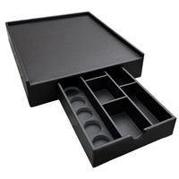 Tablett aus Kunstleder mit Schublade, geeignet für Nespresso-Maschine und Kapselhalter, 35 x 43 x 6 cm