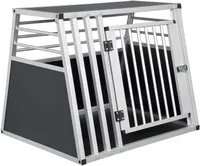 Juskys Alu Hundetransportbox XL - 96x91x70 cm - Auto Hundebox robust &  pflegeleicht - 2 Gittertüren verschließbar - Reisebox für Hunde