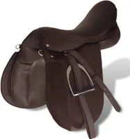 vidaXL Pferdereiten Sattelset 17,5" echtes Leder braun 18 cm 5-in-1