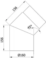 Ofenrohr / Rauchrohr Bogenknie 45° Ø160mm Senotherm schwarz ohne Tür