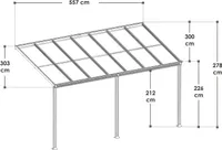 Juskys Terrassenüberdachung Borneo 5,5 x 3 m – Aluminium Terrassendach mit Doppelstegplatten Sonnenschutz Wandmontage Überdachung für Terrassen Dunkelgrau