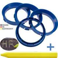 4X Zentrierringe 66,6 x 57,1 mm Blau Felgen Ringe + 1x Reifen Kreide Fett Stift