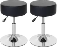 sada 2 taburetů HWC-C22, sedák taburet make-up stolička, výškově nastavitelný Ø 35cm  Imitace kůže, černý