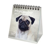 Mopszauber Tischkalender für 2023 Format 10cm x 10cm Mops Hunde und Welpen - Seelenzauber
