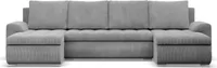 Sofa w kształcie litery U z funkcją spania, 2 szezlongi, sztruks - szary